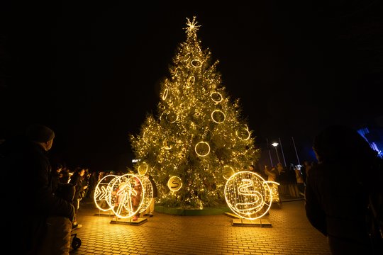 Šilalėje suspindo Kalėdų eglė: miestą užliejo šventinė nuotaika