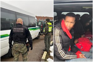 Lenkijos pasieniečiai lietuviams perdavė didelę nelegalių migrantų grupę – buvo vežami mikroautobusu su lietuviškais numeriais