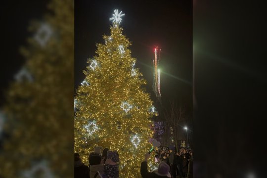 Šilutė įžiebė Kalėdų eglę: skelbia, kad Lietuvoje – tokia vienintelė