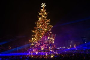 Mažeikiuose įžiebta Kalėdų eglė: tarsi šventinis atvirukas sužibo ir visa aikštė