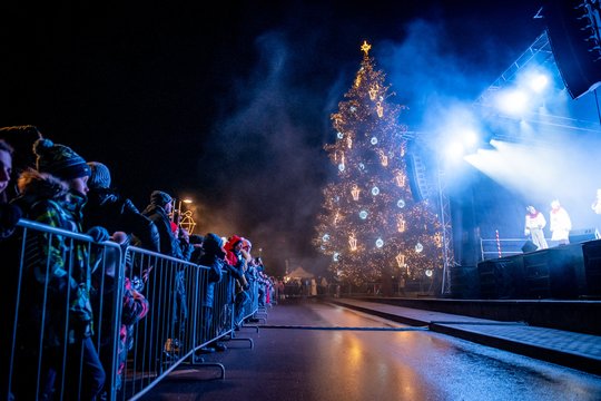 Kaišiadoryse įžiebta Kalėdų eglė: nušvito tūkstančiais lempučių