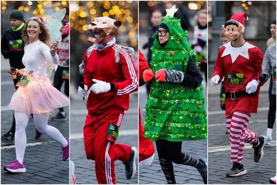 Vilniaus centrą užtvindė bėgikų Kalėdos: dėmesį kaustė originalūs šventiniai kostiumai