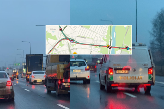 A1 magistralėje susiformavo spūstis: eismą apsunkino avarija