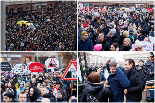 Vilniaus centre – milžiniška minia protestuotojų: užfiksavo, kas vyksta