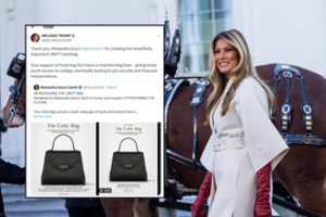 Melanios Trump kolekcinės rankinės reklama sukėlė audrą internete: nori padėti, tačiau dauguma jos neįpirks