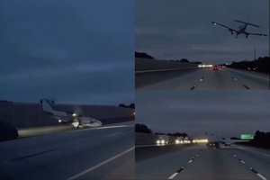 „Nukrito iš dangaus“: šokiruojančiame vaizdo įraše – avarinis lėktuvo nusileidimas greitkelyje