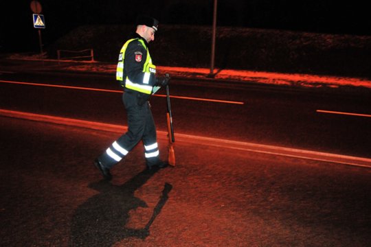 Šalčininkų r. sustabdyto automobilio bagažinėje rastas neteisėtai laikomas šautuvas