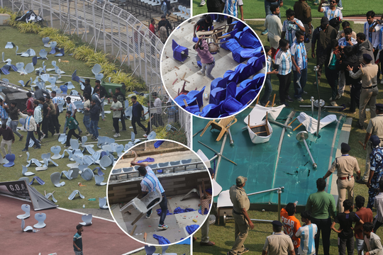 L. Messi vizitas Indijoje sukėlė riaušes: fanai daužė kėdes, mėtė butelius ir šturmavo stadioną