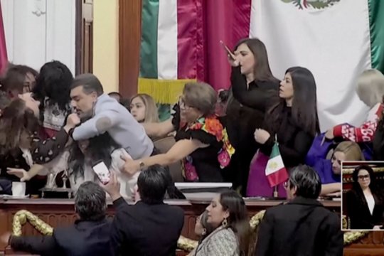 Aršūs debatai Meksiko Kongrese: tiesiogiai transliavo, kaip plėšė už plaukų ir apsikeitė smūgiais