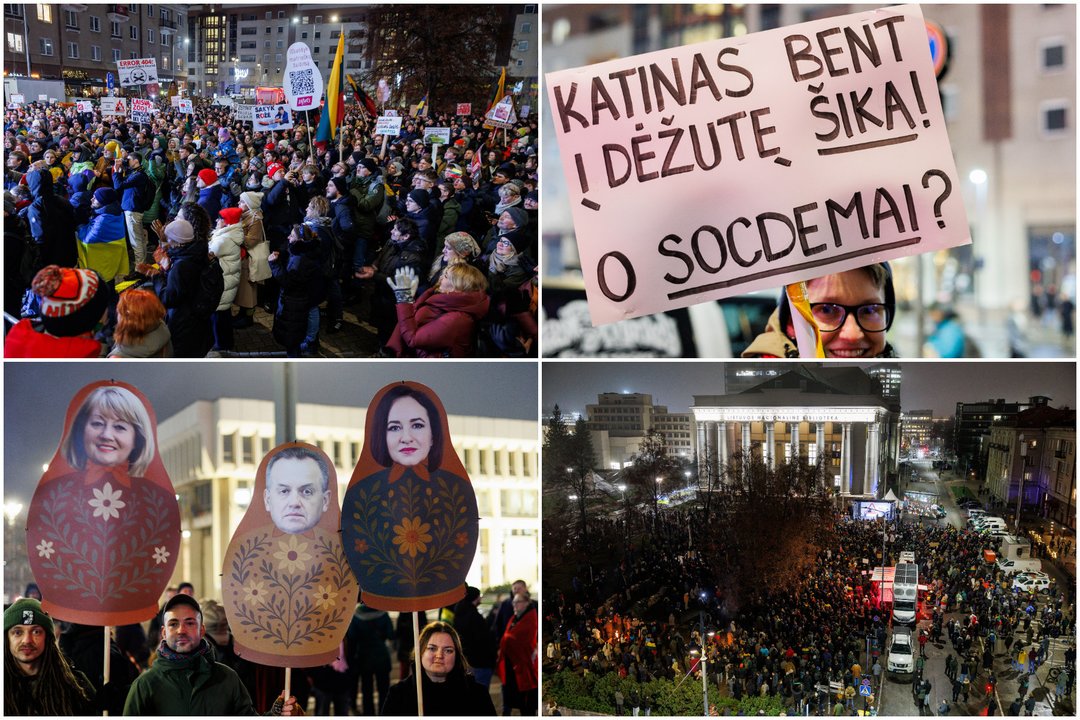  Protestas prie Seimo: trečia diena.<br>Lrytas koliažas
