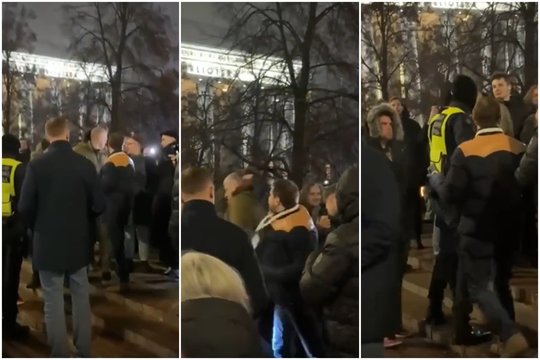 Konfliktas proteste prie Seimo: recidyvistas A. Kandrotas-Celofanas trenkė visuomenininkui V. Bartkevičiui