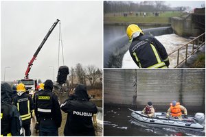 Panevėžyje – kraują stingdanti operacija: iškeltame BMW žmonių nerasta, iš upės ištraukti 3 negyvi jauni vyrai 