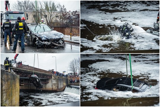 Narų veiksmai ir BMW iškėlimas iš upės dugno: kadruose – operacija Panevėžyje