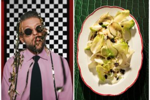 Gaivios ir gardžios šventinės A. Ivanausko salotos su pankoliais ir kriaušėmis