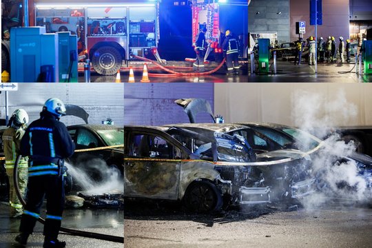 Vilniuje degė elektromobiliai: sudegė du „Vokswagen Up“, apdegė viena „Tesla“