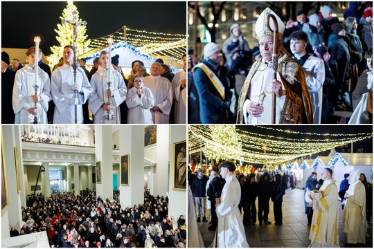 Kūčių vakarą Vilniuje – Piemenėlių Mišios: užfiksavo sausakimšą arkikatedrą