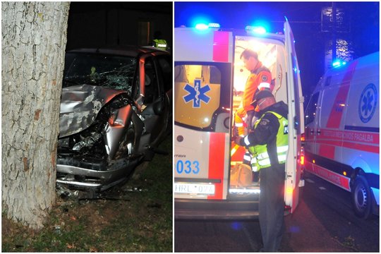 Nesuvaldytas automobilis Šalčininkų r. rėžėsi į medį – nukentėjo trys jaunuoliai