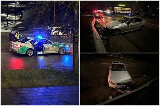 Kalėdų vakarą – girto BMW vairuotojo gaudynės Vilniuje: trenkėsi į atitvarus