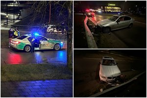 Kalėdų vakarą – girto BMW vairuotojo gaudynės Vilniuje: trenkėsi į atitvarus