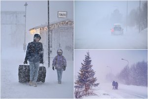 Švedijoje siautėja pūga: fiksuotas kone uraganinis vėjas, dešimtys tūkstančių namų – be elektros