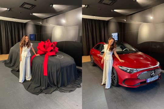 Ieva Swan pasidovanojo prabangią dovaną: sėdo prie naujutėlaičio automobilio vairo
