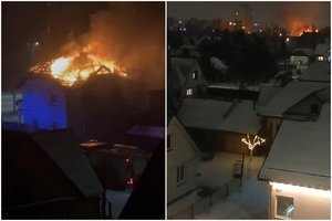 Panevėžyje ugnis pasiglemžė dviejų aukštų namą – jame buvusius žmones spėta išvesti lauk