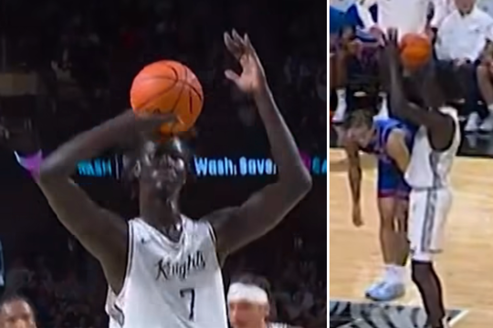 Koledžų krepšinyje – itin neįprasta metimo technika: taiklumas gali nustebinti