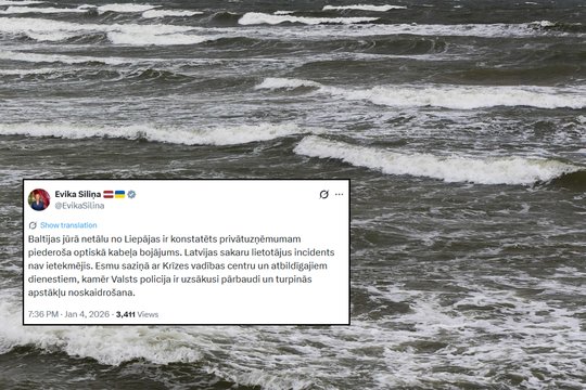 Incidentas Baltijos jūroje prie Latvijos: pažeistas kabelis, tarnybos atlieka tyrimą