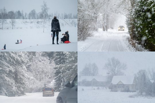 Lyg tikroje žiemos pasakoje: kadruose – pusnyse paskendęs kaimas