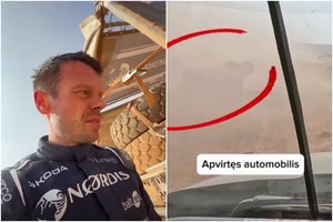 V. Žala parodė, kaip įvyko incidentas – nedaug trūko, kad rėžtųsi į apvirtusį automobilį