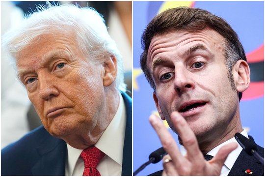 D. Trumpas tiesioginiame eteryje pasišaipė iš E. Macrono
