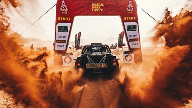 Pirmąją maratono dieną B. Vanagas ir A. Paliukėnas neišvengė kuriozų: dingusi sankaba ir prakirstas ratas 