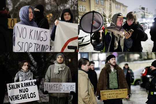 Prieš JAV veiksmus Venesueloje – protestas Vilniuje: užfiksavo, kas vyko