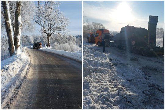 Gargžduose techninės pagalbos prireikė kariuomenės šarvuotį gabenusiam vilkikui 