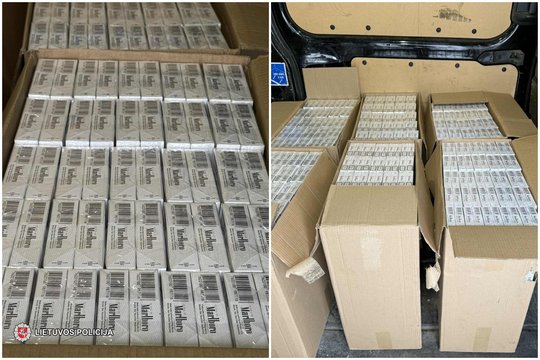 Kelionė baigėsi baudžiamąja byla: mikroautobuse policija rado tūkstančius pakelių cigarečių