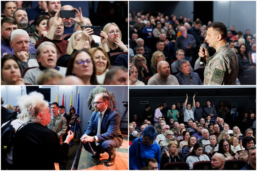  Susitikimas dėl Kapčiamiesčio poligono.<br> Lrytas koliažas.