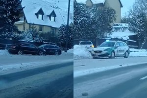 Du automobilius apgadinęs BMW vairuotojas pasišalino iš įvykio vietos