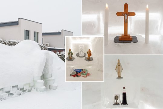 Kaunietis Vytis namų kieme pastatė tirpstančią bažnyčią: tai padėka už gyvenimą