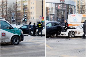 Po susidūrimo su BMW Vilniuje moteriai prireikė medikų pagalbos