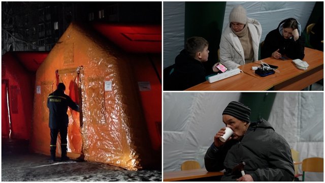 Be elektros gyvenantys ukrainiečiai glaudžiasi punktuose prie daugiabučių: nėra nė kaip arbatos išsivirti