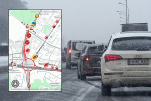 Judrioje Vilniaus vietoje susidarė spūstys: pranešama apie užstrigusį vilkiką