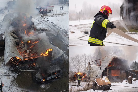 Kupiškio r. rajone sudegė gyvūnų prieglauda: štai kaip viskas atrodė iš arti