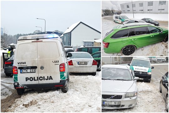 Nufilmuota, kaip per gaudynes Vilniuje nuo policijos sprukęs girtas vairuotojas apdaužė dvi stovinčias mašinas