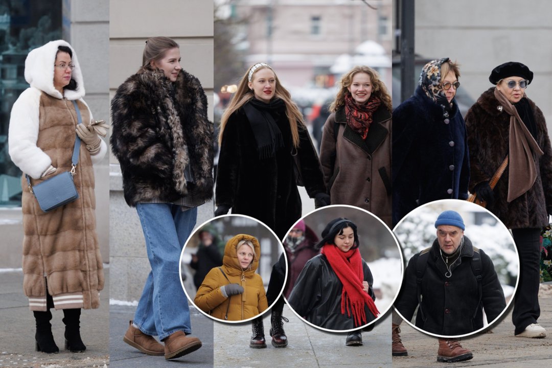 Vilniečiai stilių demonstruoja net ir spaudžiant šaltukui: sostinės gatvėse – kailiai ir ryškūs akcentai.<br>Lrytas koliažas.