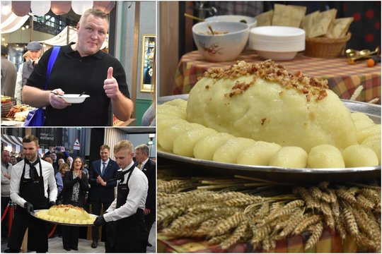 Lietuviai Berlyne nustebino ir visko mačiusius: iš 50 kilogramų bulvių sulipdytas cepelinas pranyko akimirksniu