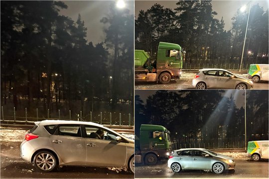 Ketvirtadienio ryte Vilniuje susidūrė trys automobiliai – vairuotojai nesutarė dėl kaltės