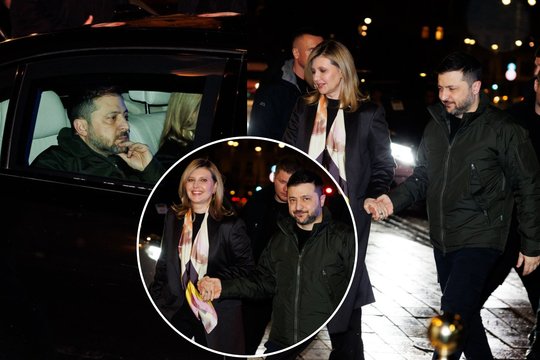 Netikėtas sutapimas: Vilniuje su žmona viešintis V. Zelenskis ypatingą dieną pasitiko Lietuvoje