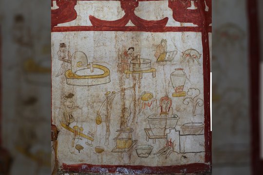  Makaronai, kupranugariai ir „vakarietis“: 1300 metų senumo kape rastos unikalios freskos