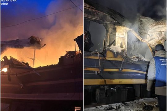 Rusų dronai smogė į keleivinį traukinį Charkivo srityje: yra žuvusiųjų