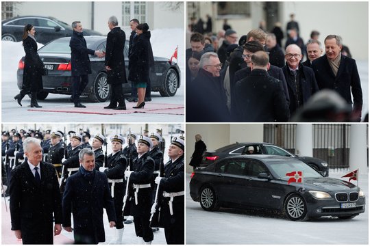 Karališkoji Danijos pora – Prezidentūros kiemelyje: pamatykite iš arti iškilmingą jų sutikimo ceremoniją